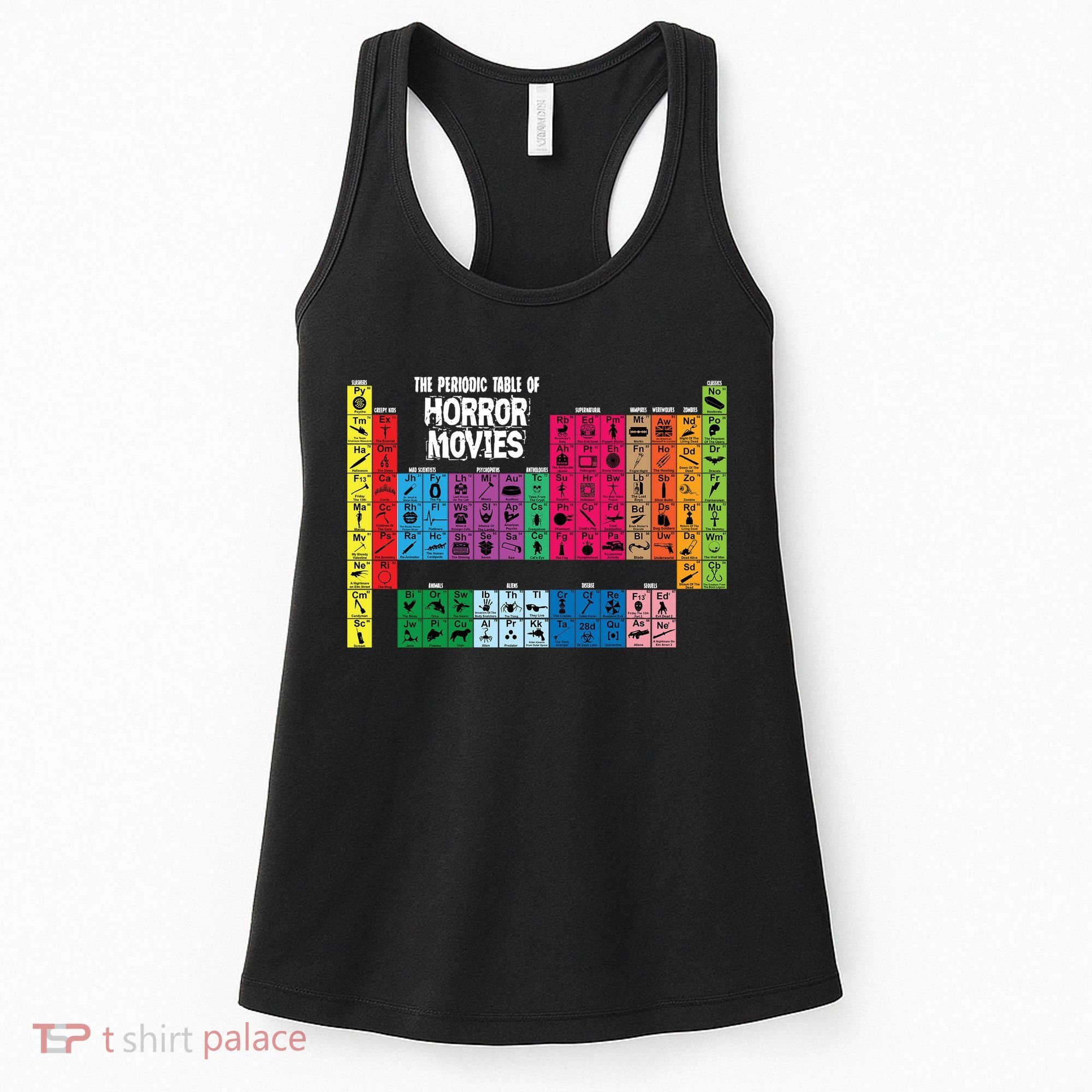 The Periodic Table Of Horror Movies Chemistry Science Women's Tank Top