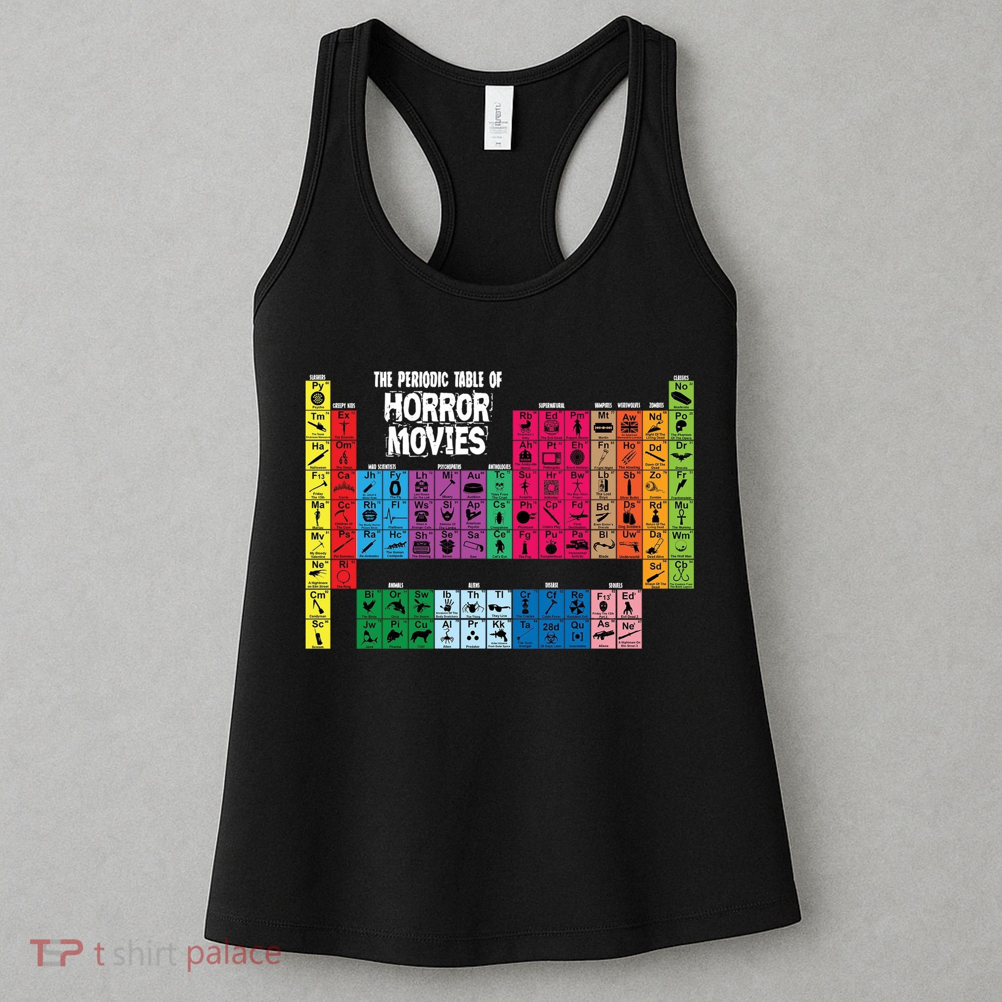 The Periodic Table Of Horror Movies Chemistry Science Women's Tank Top