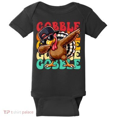 Thanksgiving Pilgrim Turkey Day Gobble Baby Bodysuit