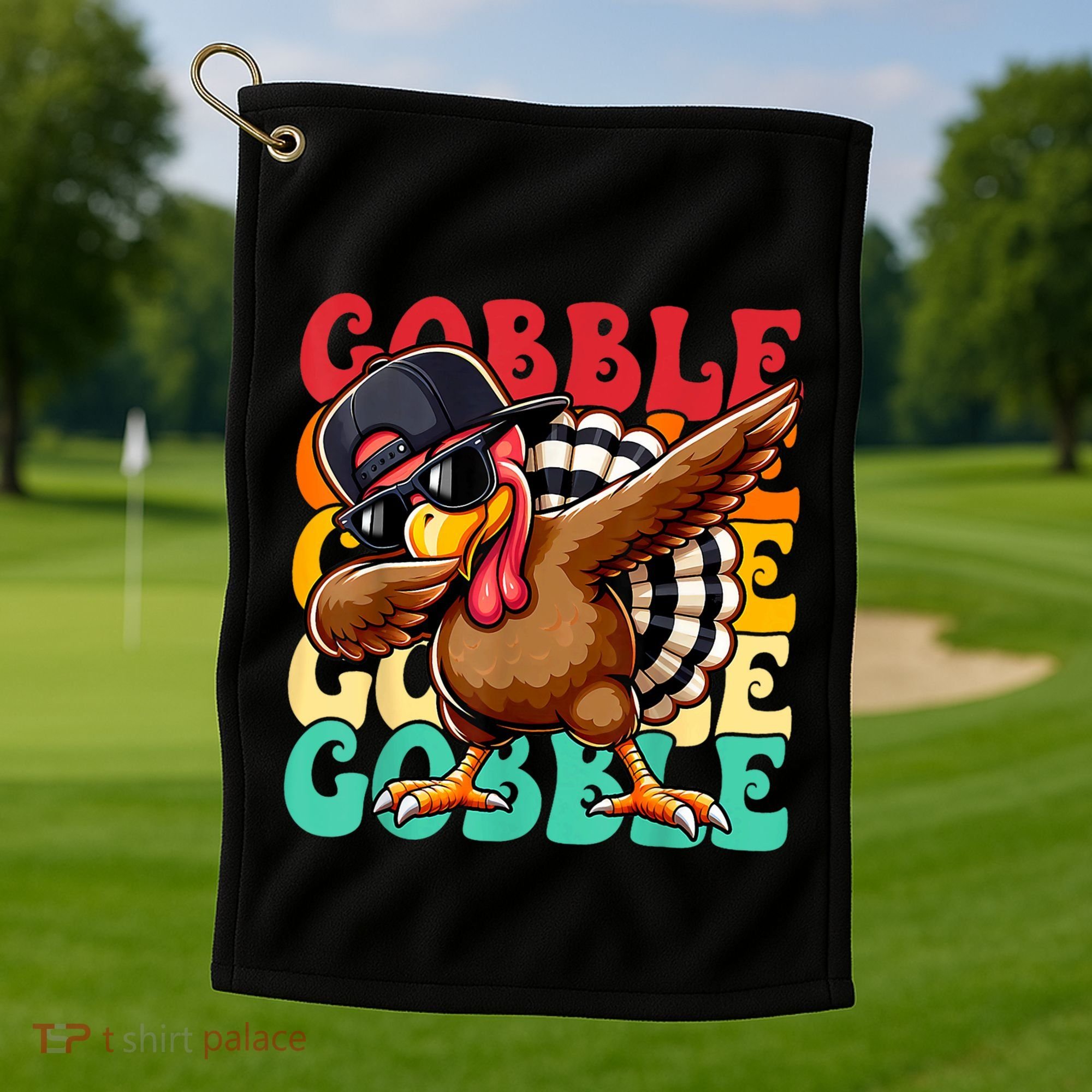 Thanksgiving Pilgrim Turkey Day Gobble Golf Towel