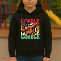 Thanksgiving Pilgrim Turkey Day Gobble Kids Hoodie thumb 3