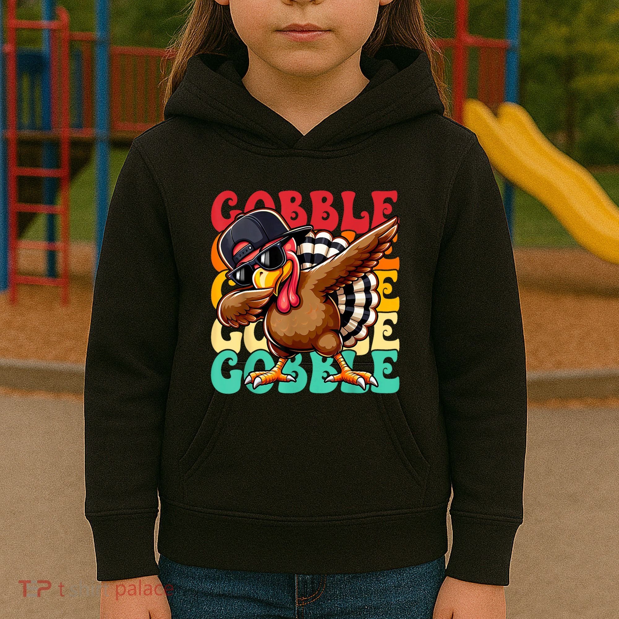 Thanksgiving Pilgrim Turkey Day Gobble Kids Hoodie