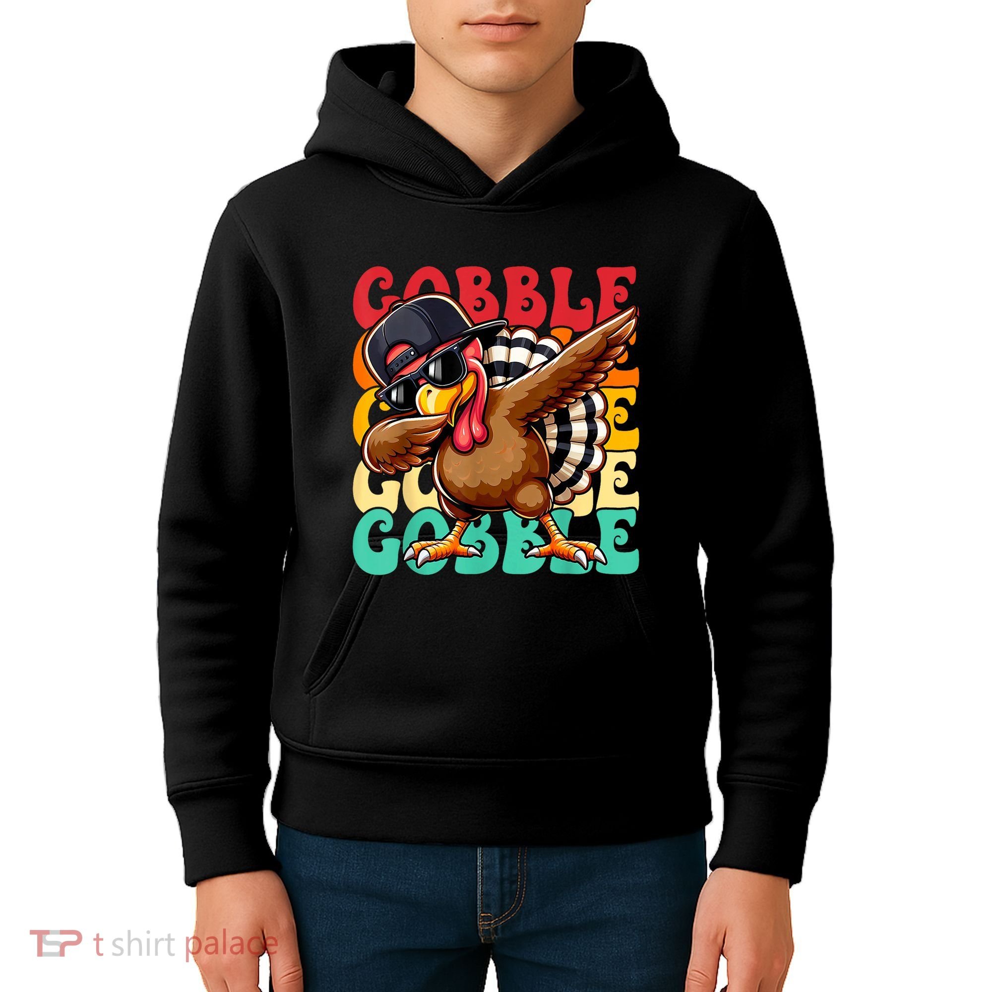 Thanksgiving Pilgrim Turkey Day Gobble Kids Hoodie