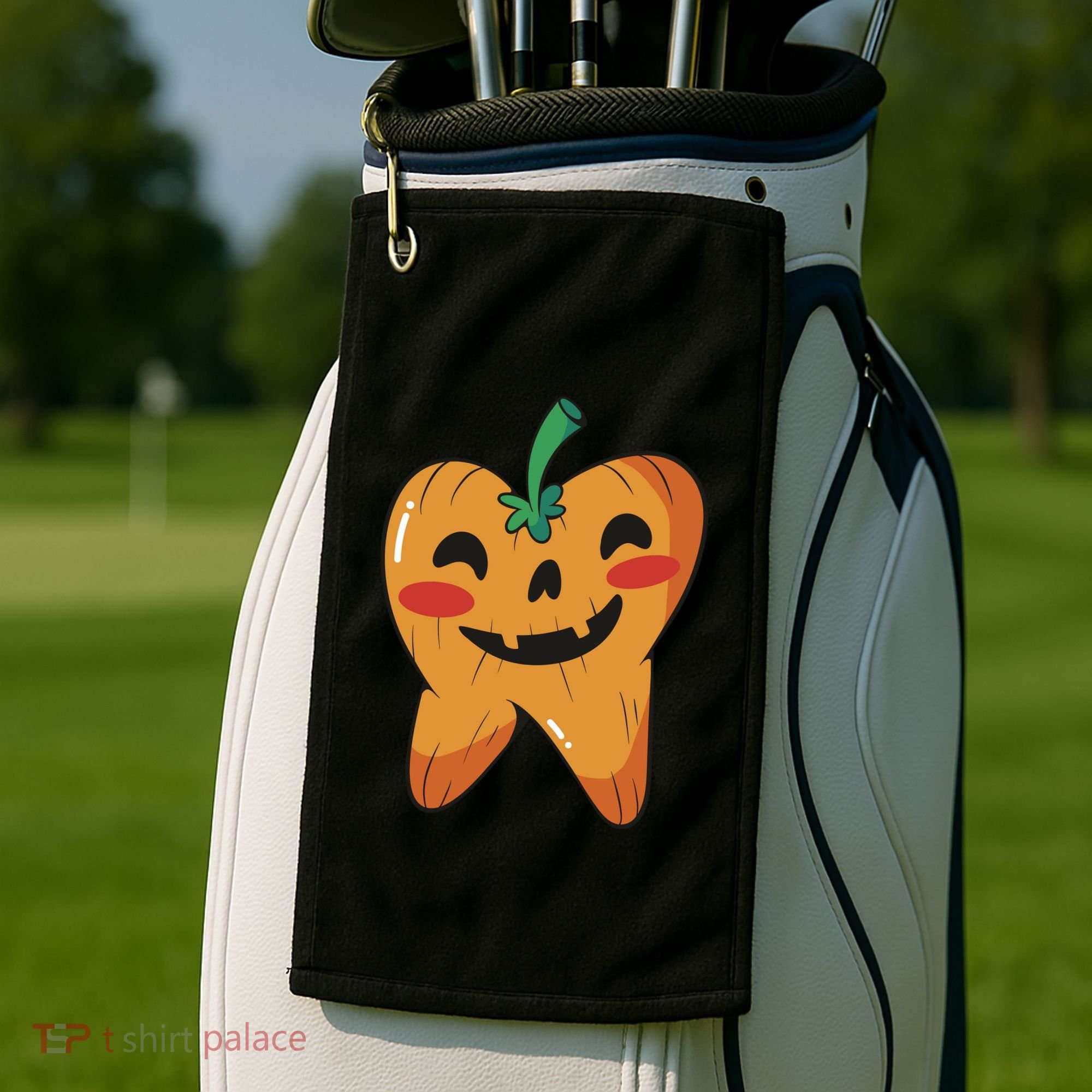 Tooth Pumpkin Golf Towel