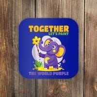 Together Paint The World Purple AlzheimerS Awareness Gift Coaster thumb 0