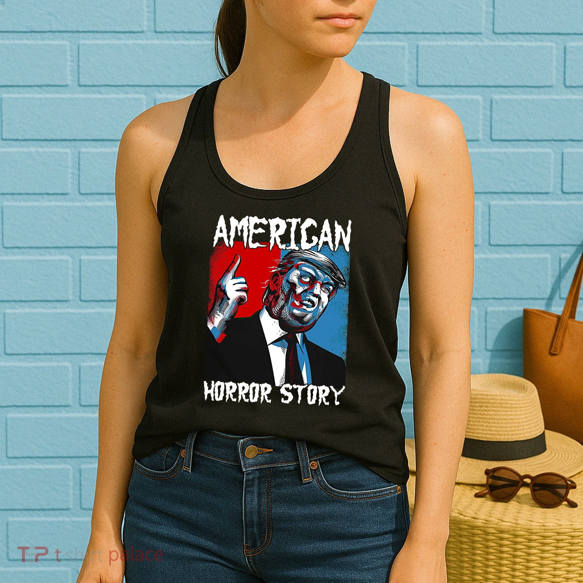 Trump President Usa Flag Halloween Horror Story Costumes Women's Tank Top
