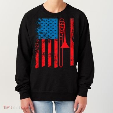 Trombone Player Usa Flag Gift Accessories For Women's Sweatshirt