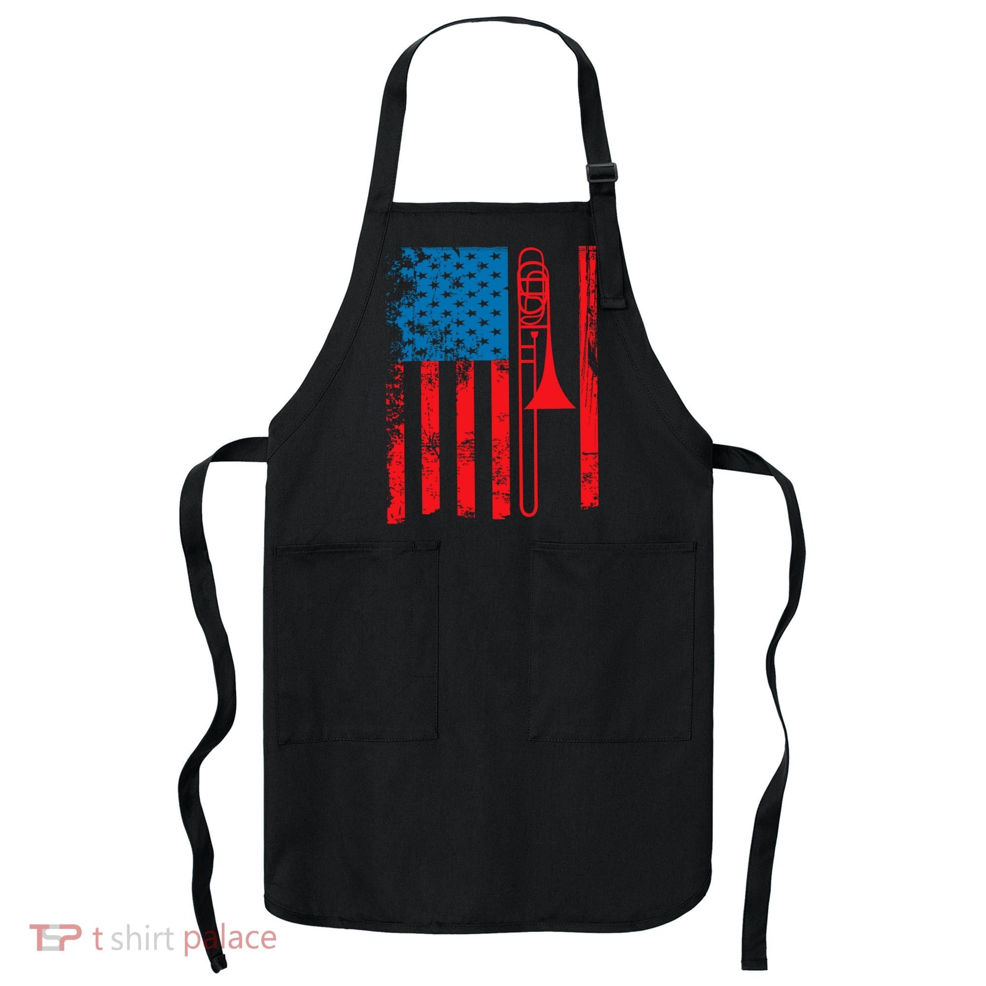 Trombone Player Usa Flag Gift Accessories For Apron