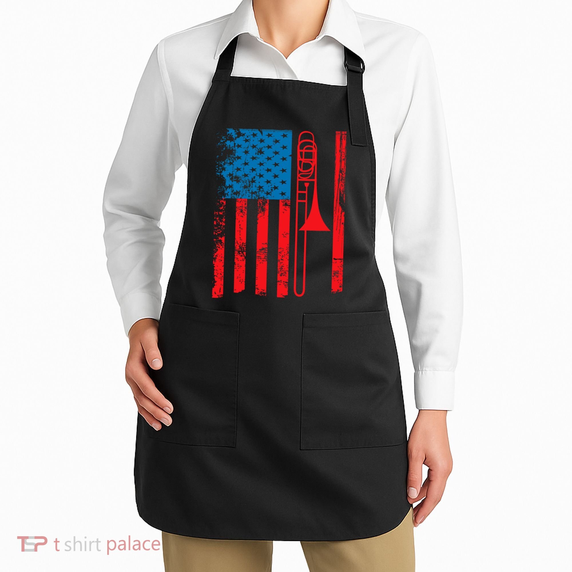 Trombone Player Usa Flag Gift Accessories For Apron