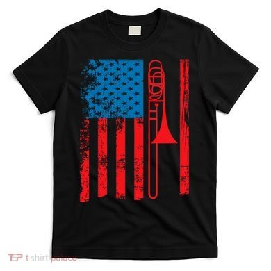 Trombone Player Usa Flag Gift Accessories For T-Shirt