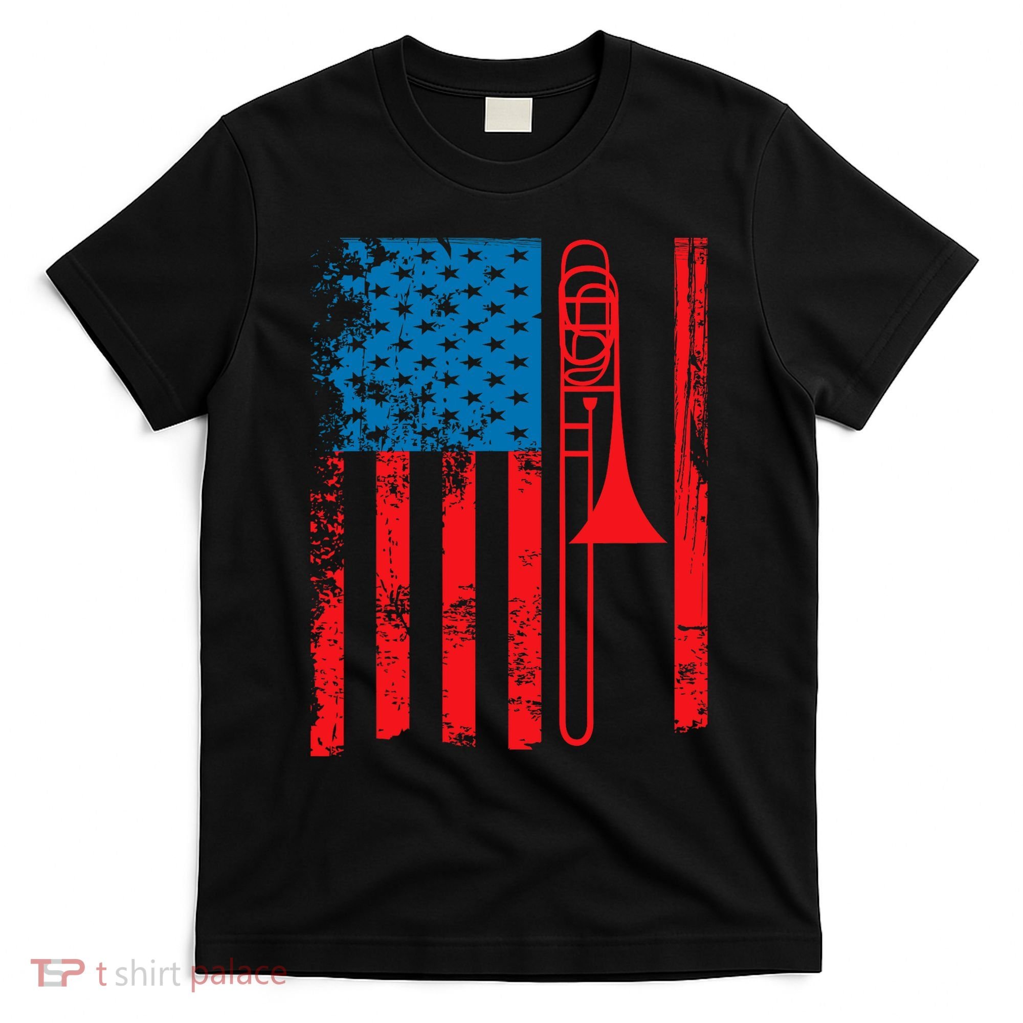 Trombone Player Usa Flag Gift Accessories For T-Shirt