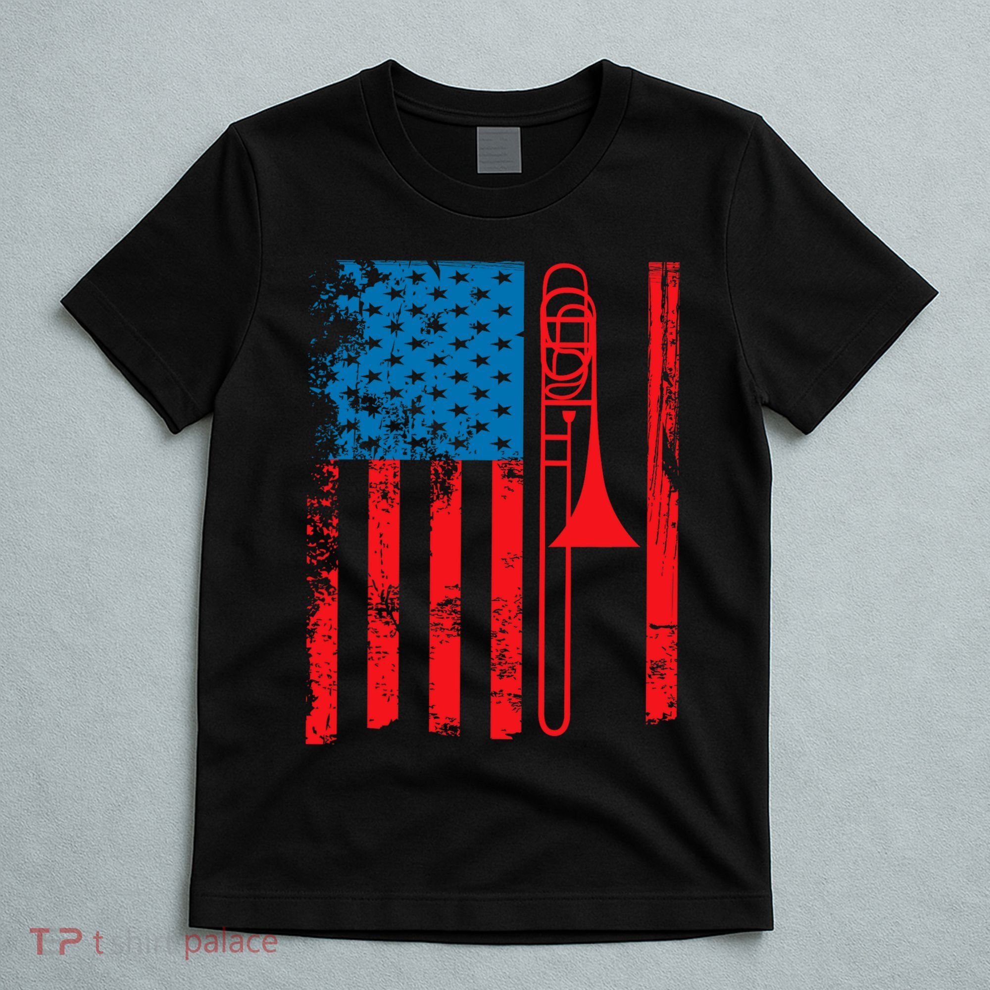 Trombone Player Usa Flag Gift Accessories For T-Shirt