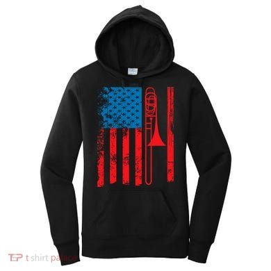 Trombone Player Usa Flag Gift Accessories For Women's Hoodie