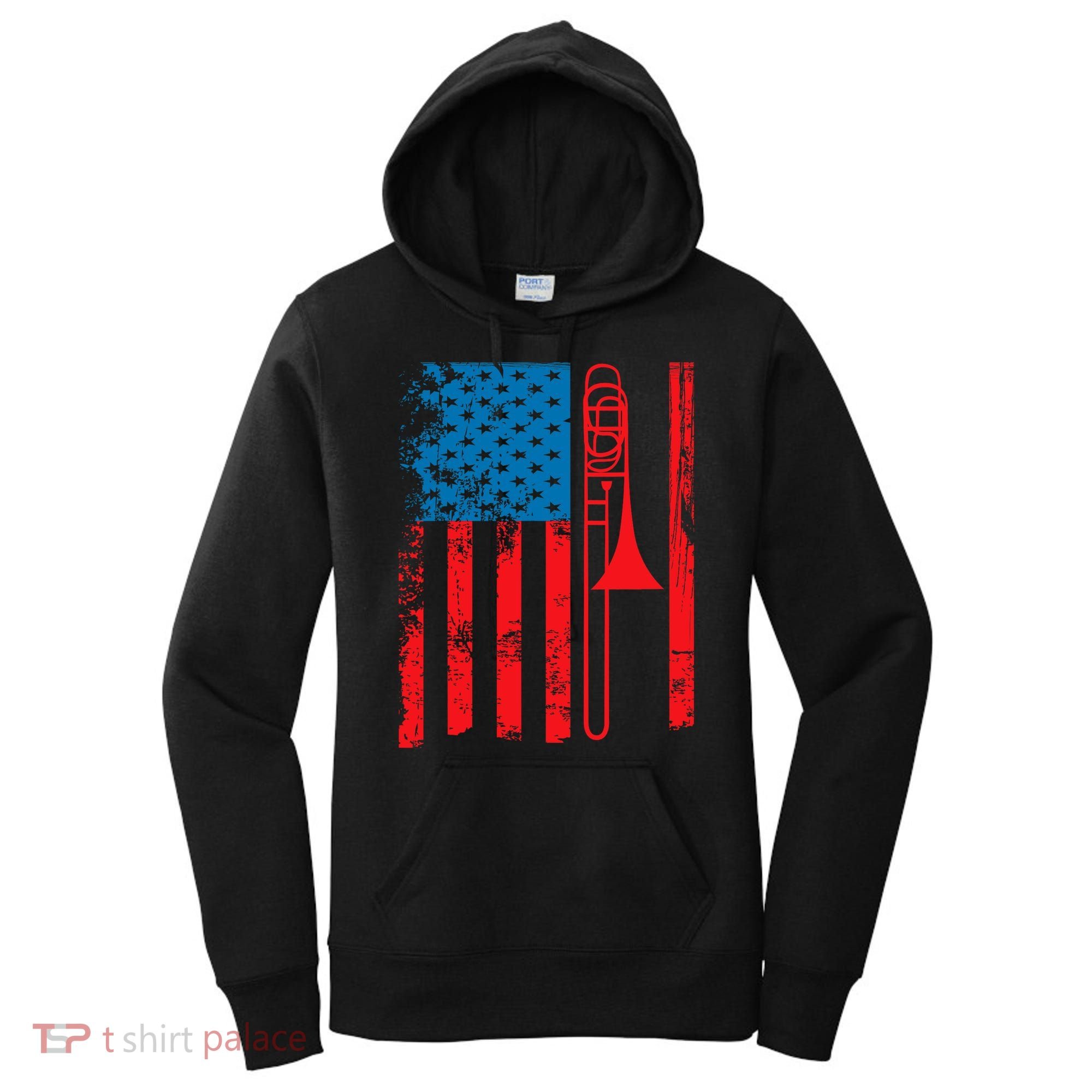 Trombone Player Usa Flag Gift Accessories For Women's Hoodie