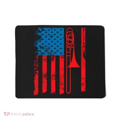 Trombone Player Usa Flag Gift Accessories For Mousepad