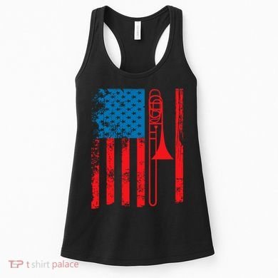 Trombone Player Usa Flag Gift Accessories For Women's Tank Top