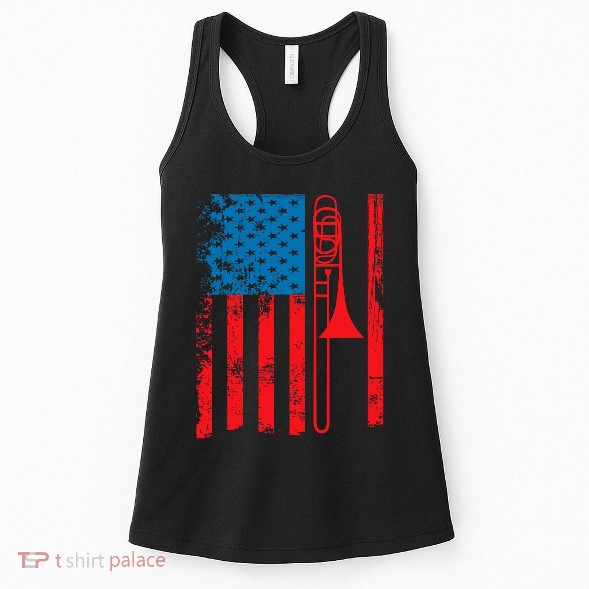 Trombone Player Usa Flag Gift Accessories For Women's Tank Top