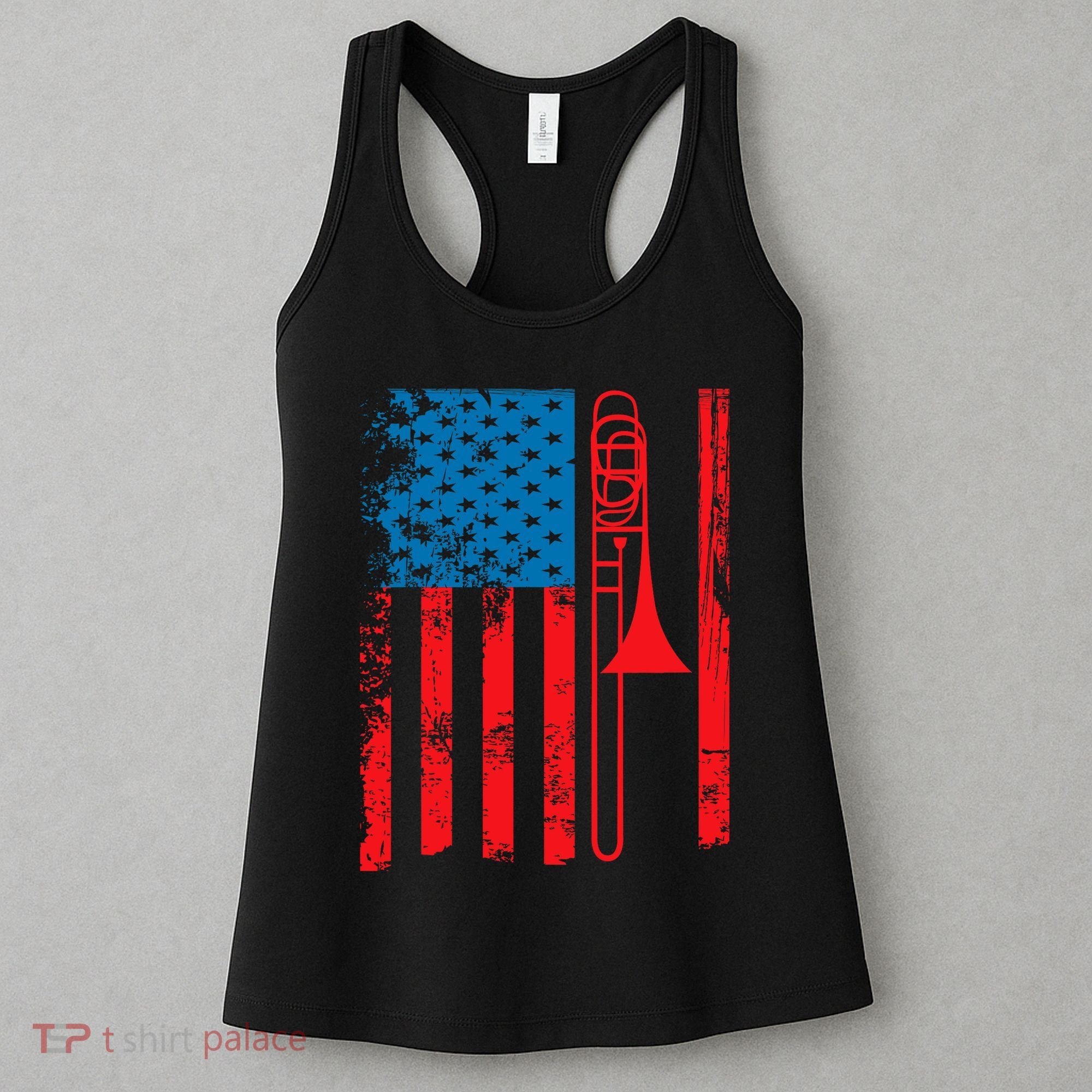 Trombone Player Usa Flag Gift Accessories For Women's Tank Top