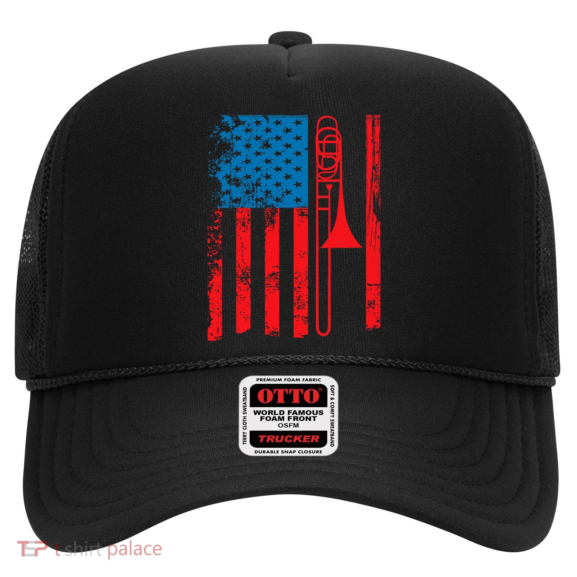 Trombone Player Usa Flag Gift Accessories For Hat