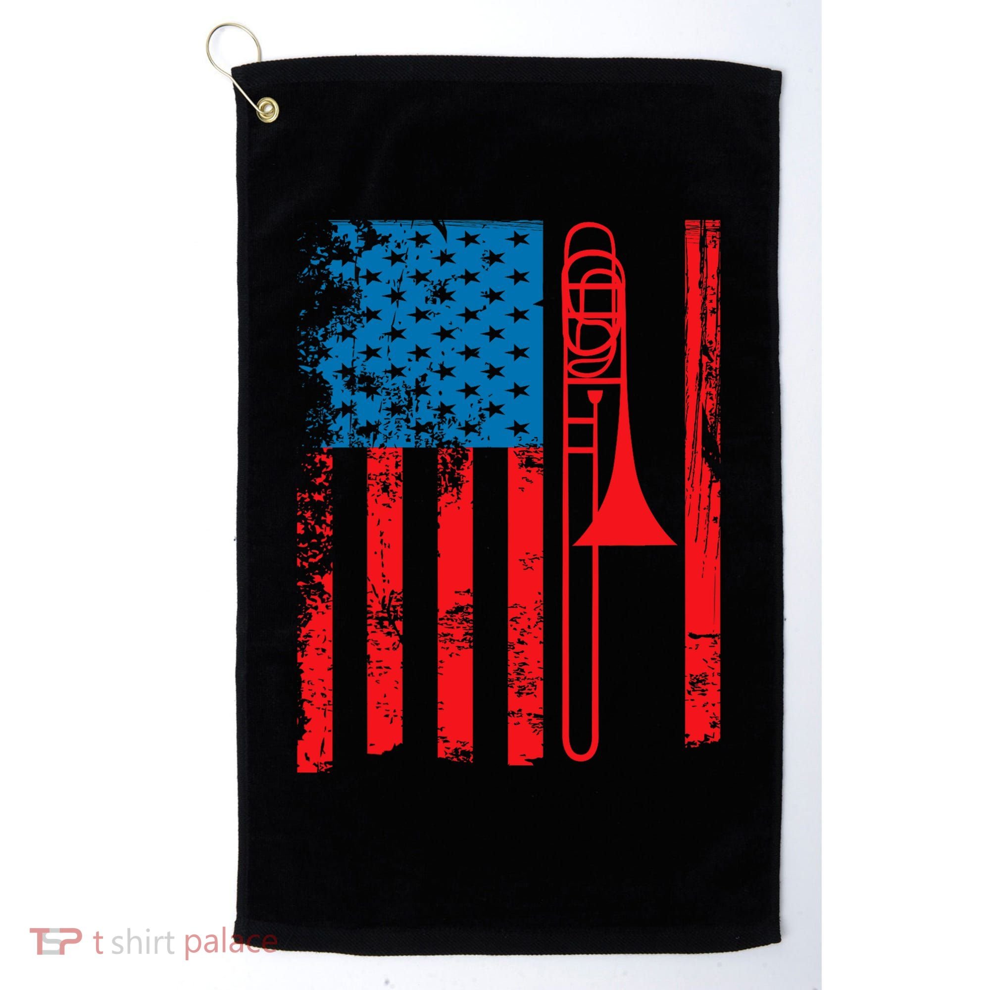Trombone Player Usa Flag Gift Accessories For Golf Towel