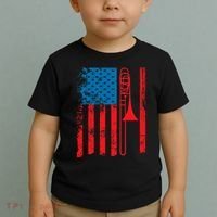 Trombone Player Usa Flag Gift Accessories For Toddler T-Shirt thumb 2