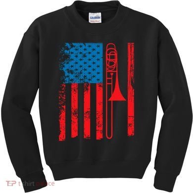 Trombone Player Usa Flag Gift Accessories For Kids Sweatshirt