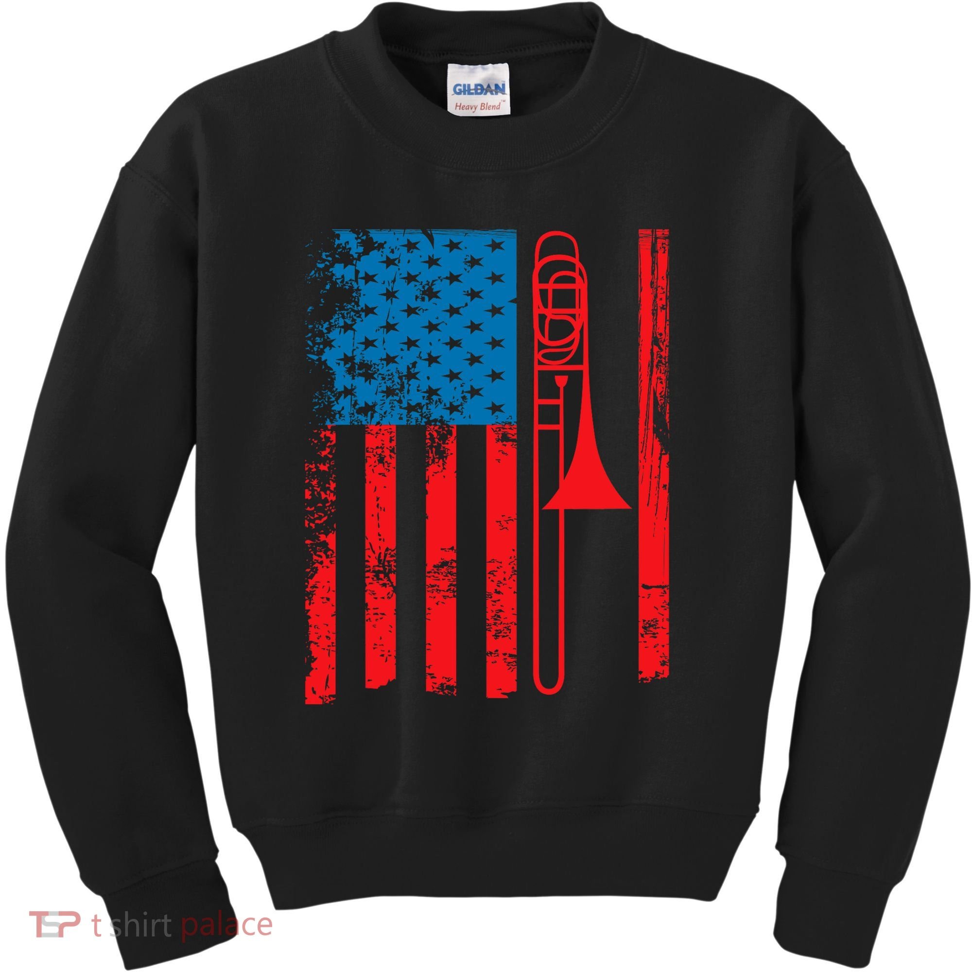 Trombone Player Usa Flag Gift Accessories For Kids Sweatshirt