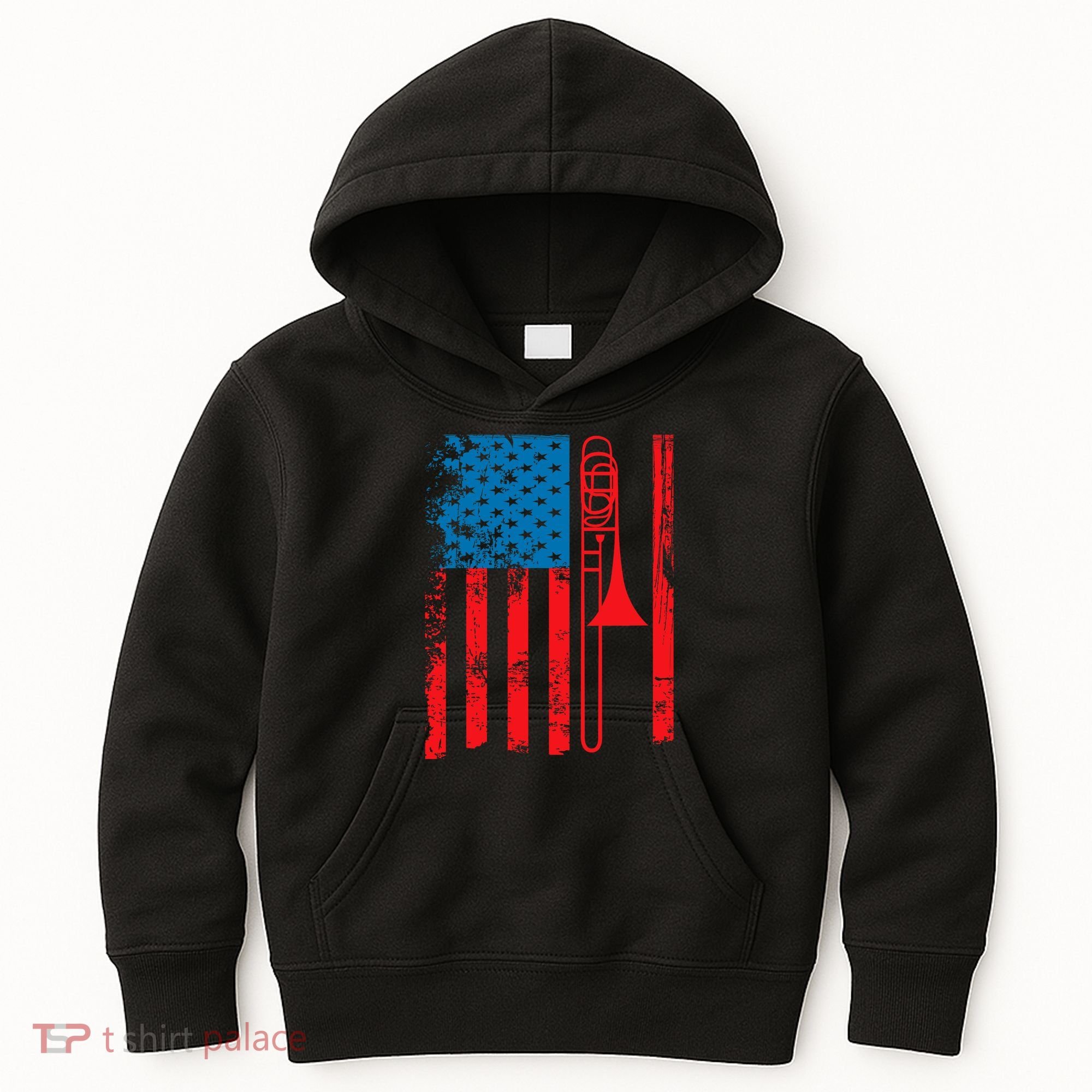 Trombone Player Usa Flag Gift Accessories For Kids Hoodie