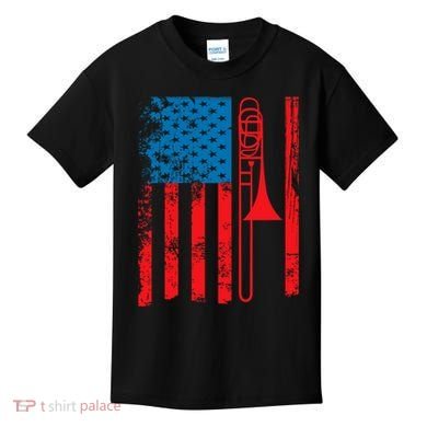 Trombone Player Usa Flag Gift Accessories For Kids T-Shirt