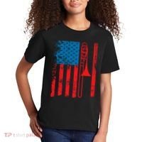 Trombone Player Usa Flag Gift Accessories For Kids T-Shirt thumb 2