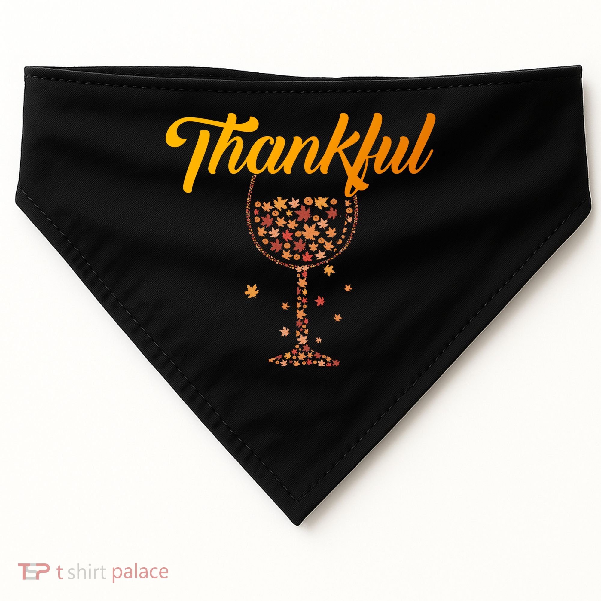 Thankful Pumpkin Wine, Thankful Grateful Blessed Autumn Fall 2022 USA-Made Doggie Bandana