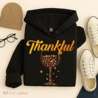 Thankful Pumpkin Wine, Thankful Grateful Blessed Autumn Fall 2022 Hoodie thumb 4