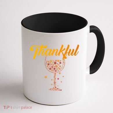 Thankful Pumpkin Wine, Thankful Grateful Blessed Autumn Fall 2022 Coffee Mug back