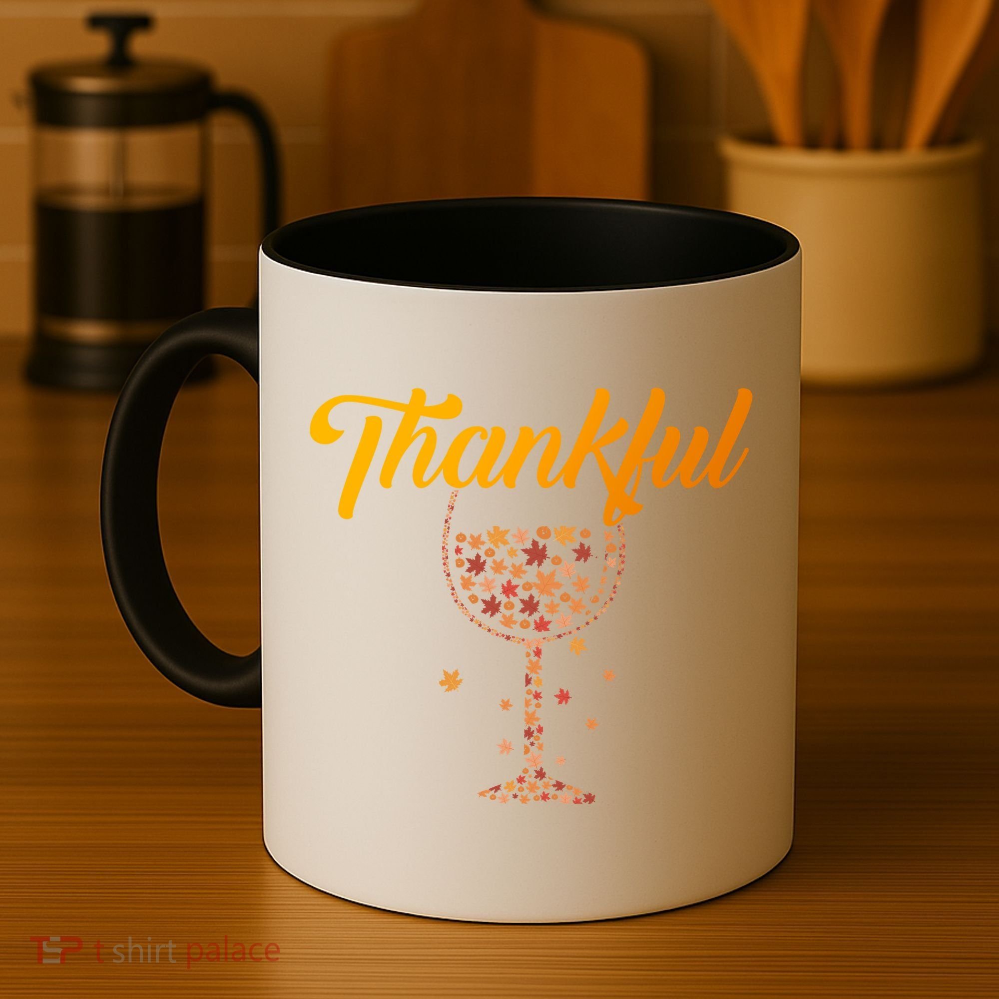 Thankful Pumpkin Wine, Thankful Grateful Blessed Autumn Fall 2022 Coffee Mug