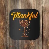 Thankful Pumpkin Wine, Thankful Grateful Blessed Autumn Fall 2022 Coaster thumb 0