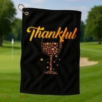 Thankful Pumpkin Wine, Thankful Grateful Blessed Autumn Fall 2022 Golf Towel thumb 1