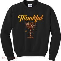 Thankful Pumpkin Wine, Thankful Grateful Blessed Autumn Fall 2022 Kids Sweatshirt thumb 0