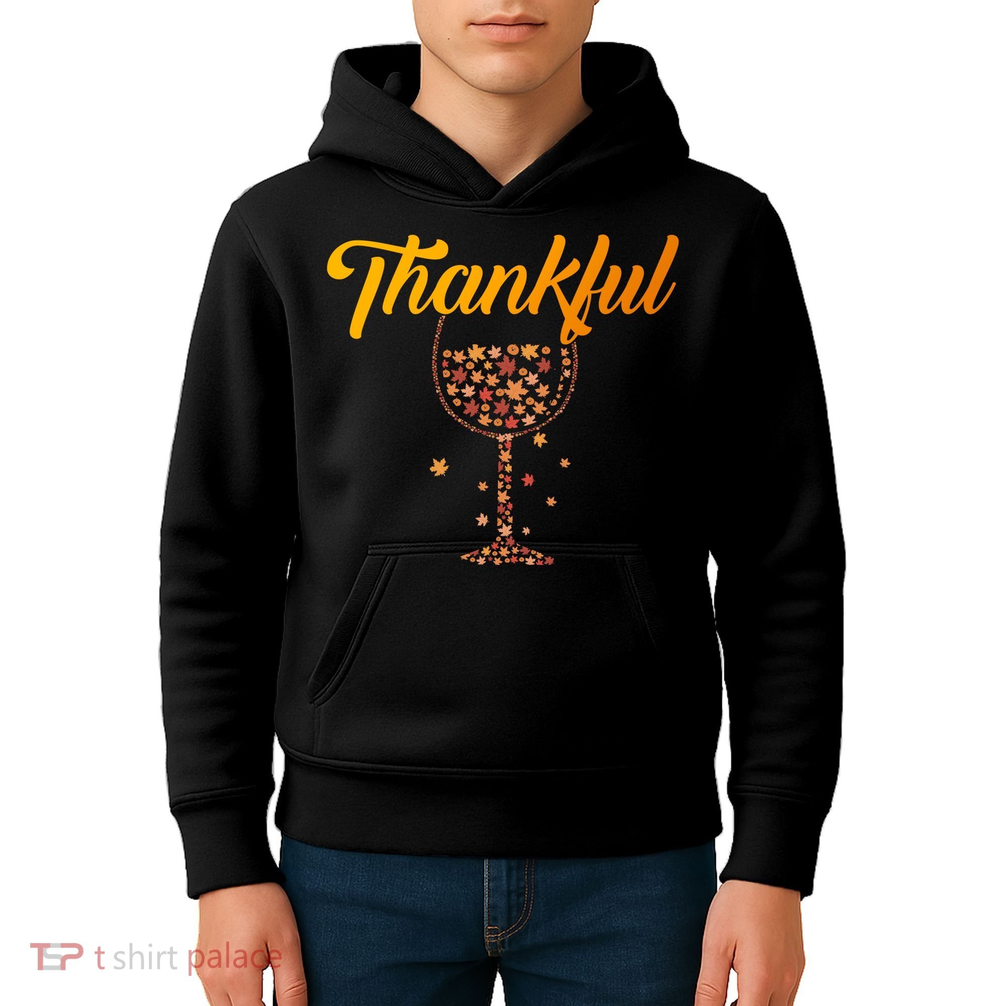 Thankful Pumpkin Wine, Thankful Grateful Blessed Autumn Fall 2022 Kids Hoodie