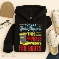 This Princess Wears Fire Boots Women Firefighter Hoodie thumb 4
