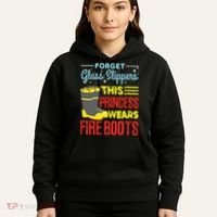 This Princess Wears Fire Boots Women Firefighter Hoodie thumb 5