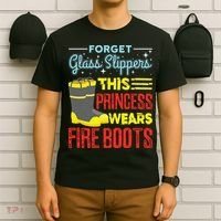 This Princess Wears Fire Boots Women Firefighter T-Shirt thumb 6