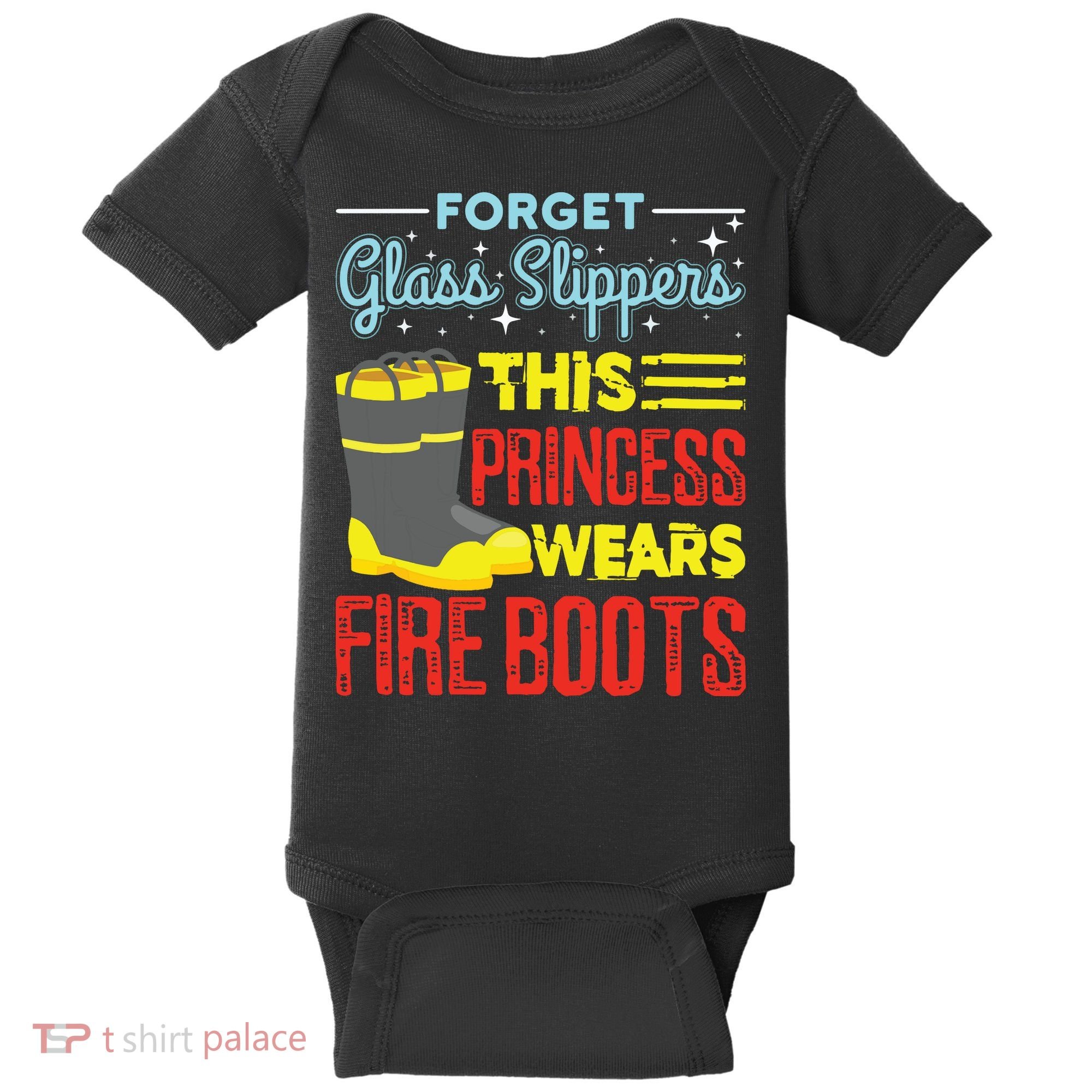 This Princess Wears Fire Boots Women Firefighter Baby Bodysuit