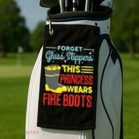 This Princess Wears Fire Boots Women Firefighter Golf Towel thumb 2