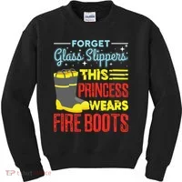 This Princess Wears Fire Boots Women Firefighter Kids Sweatshirt thumb 0