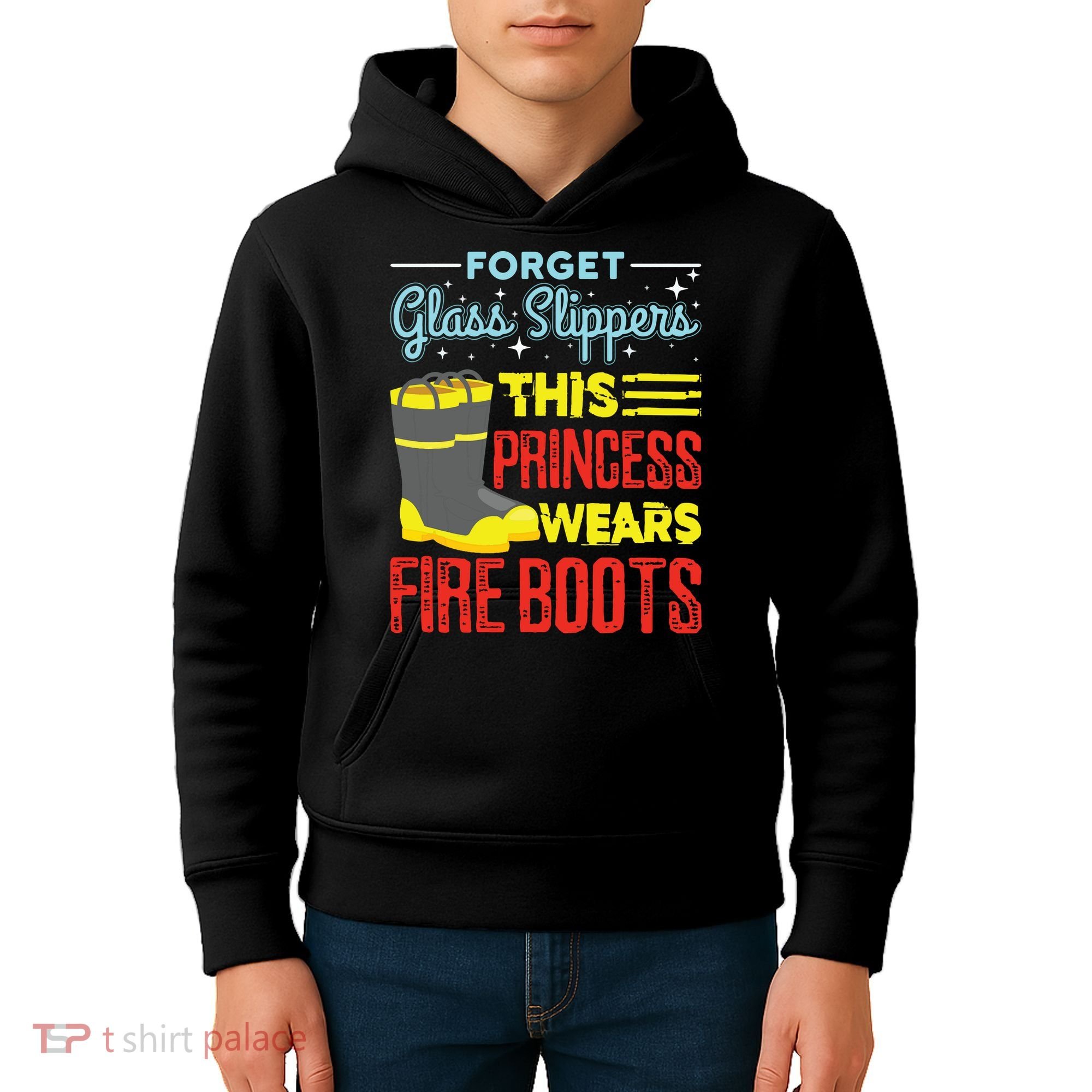This Princess Wears Fire Boots Women Firefighter Kids Hoodie