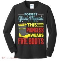 This Princess Wears Fire Boots Women Firefighter Kids Long Sleeve Shirt thumb 0