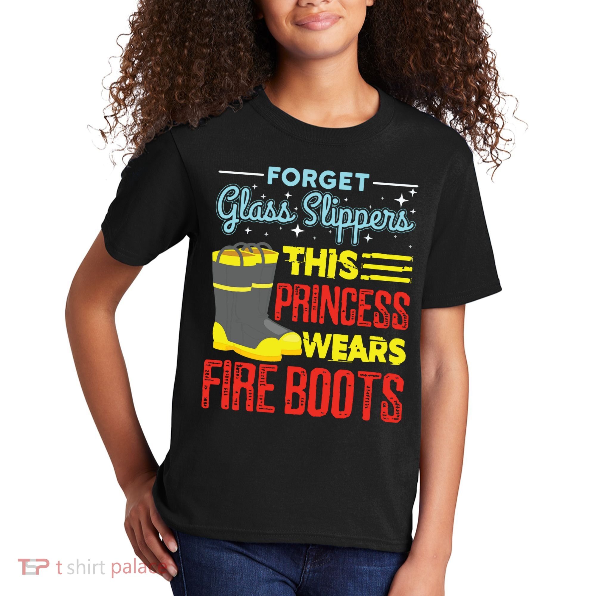 This Princess Wears Fire Boots Women Firefighter Kids T-Shirt