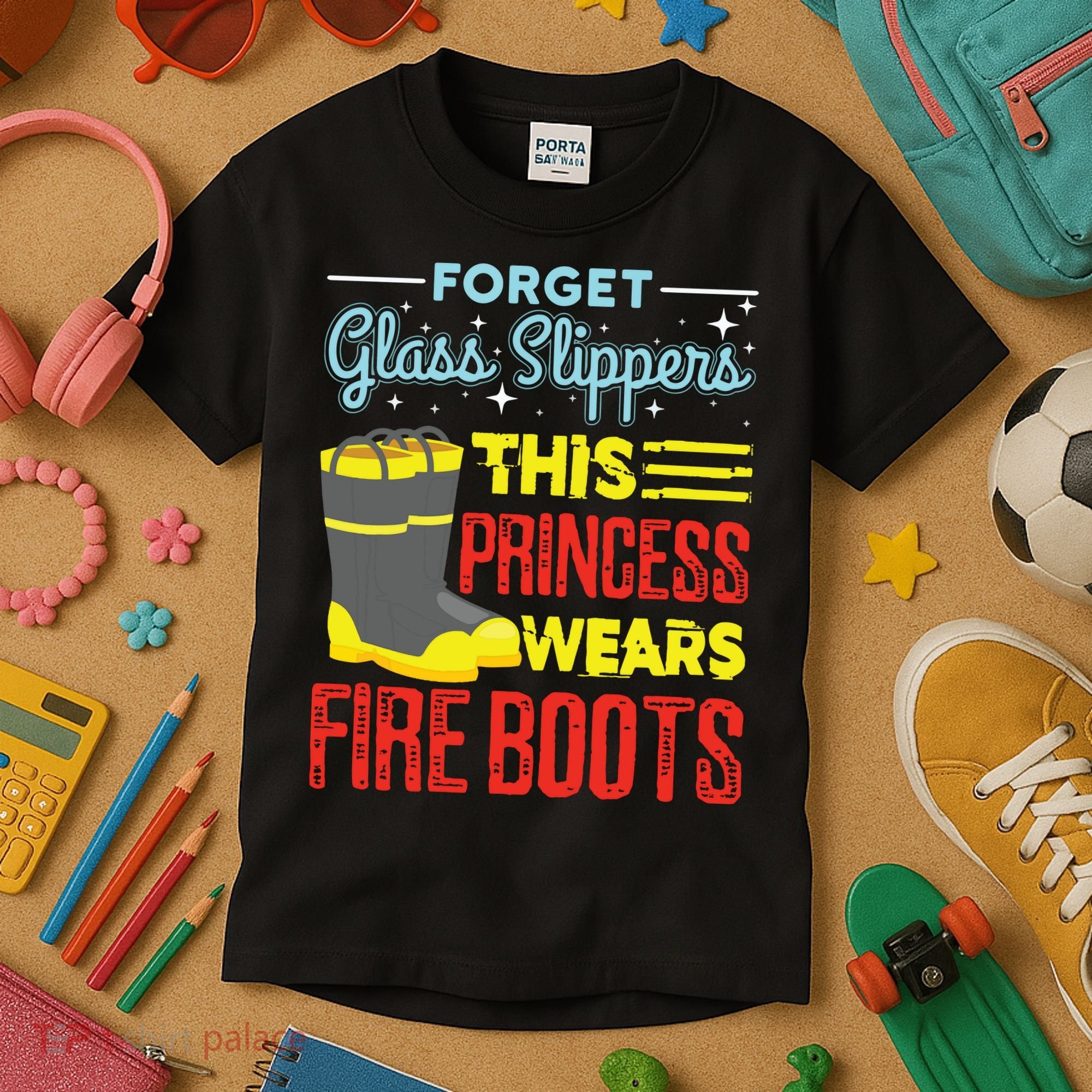 This Princess Wears Fire Boots Women Firefighter Kids T-Shirt