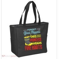 This Princess Wears Fire Boots Women Firefighter Tote Bag thumb 2