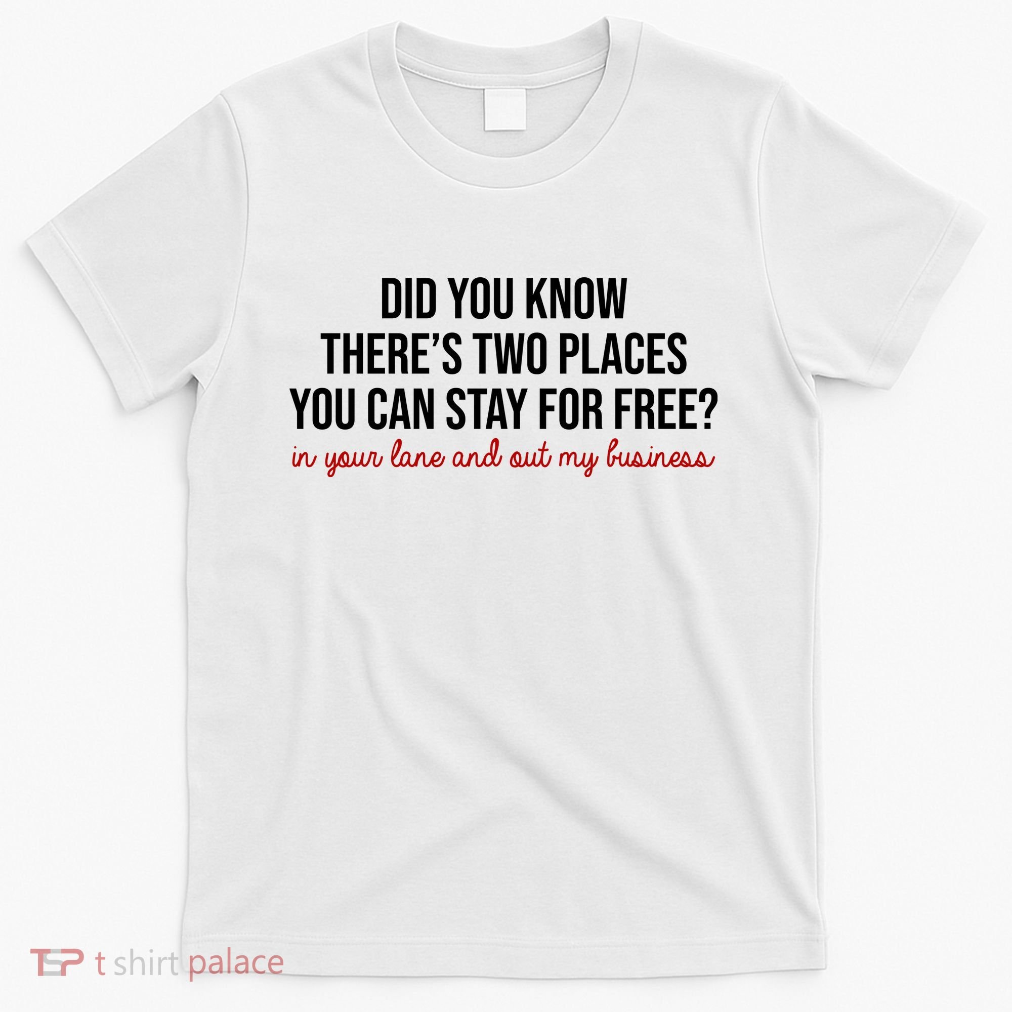 Two Places You Can Stay For Free In Your Lane And Out My Business T-Shirt